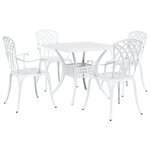 Ensemble de repas de jardin de 5 pièces vidaXL en aluminium coulé blanc