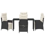 vidaXL Ensemble de salle à manger pour jardin 5 Pièces Noir Poly rotin
