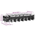 vidaXL Ensemble à manger de jardin 17 Pièces coussins noir résine tressée