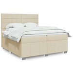 vidaXL Sommier à lattes de lit avec matelas Crème 200x200 cm Tissu