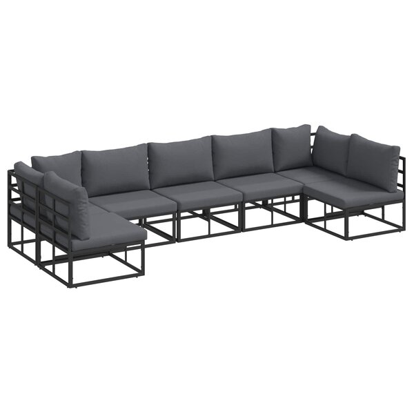 vidaXL Ensemble de canapé de jardin 7 pc Noir Aluminium