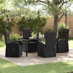 vidaXL Ensemble de salle à manger pour jardin 5 Pièces Noir polyrotin