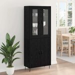vidaXL Haut Armoire Chêne blanc et noir 69 5 x 34 x 180 cm