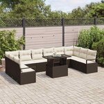 vidaXL Ensemble de canapé de jardin 11 Pièces Marron polyrotin