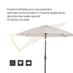 Parasol inclinable aluminium fibre de verre polyester diamètre 2 65 m coloris crème