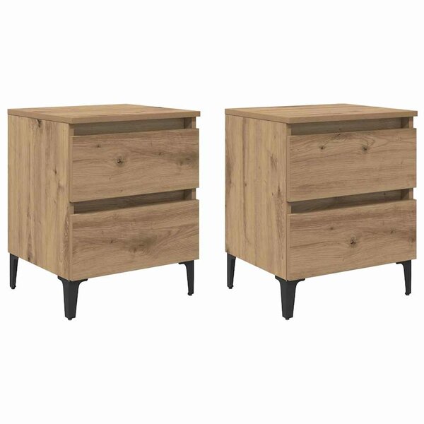 vidaXL Armoires de lit 2 Pièces Chêne artisanal 40x35x50 cm Bois d'ingénierie