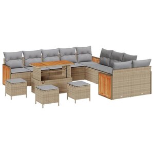 vidaXL Ensemble de canapé de jardin 14 Pièces Beige et Gris clair