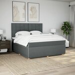vidaXL Sommier à lattes de lit avec matelas Gris foncé 180x200cm Tissu
