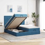 VidaXL Cadre de lit ottoman avec matelas bleu foncé 180x200 cm velours