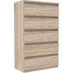 Commode CHELSEA en chêne sonoma 5 tiroirs 77 2 x 42 2 x 128 1