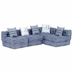 vidaXL Pouf modulaire à 4 places Indigo Tissu
