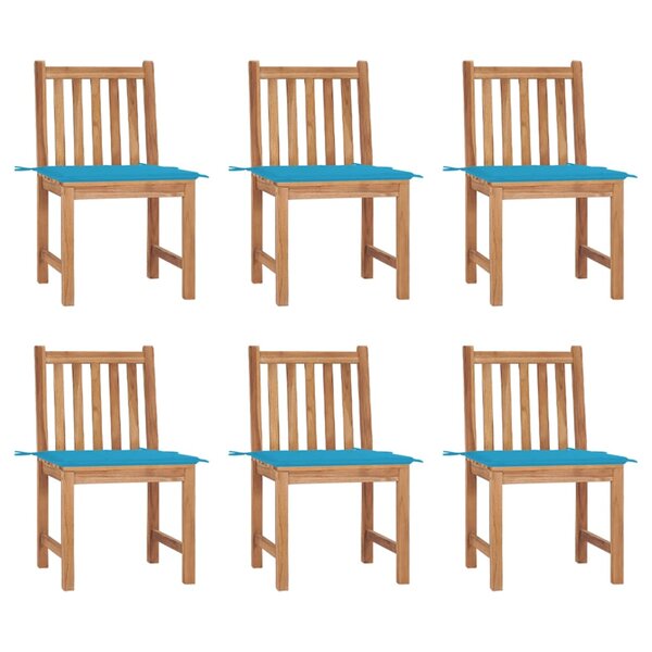 vidaXL Chaises de jardin lot de 6 avec coussins Bois de teck massif