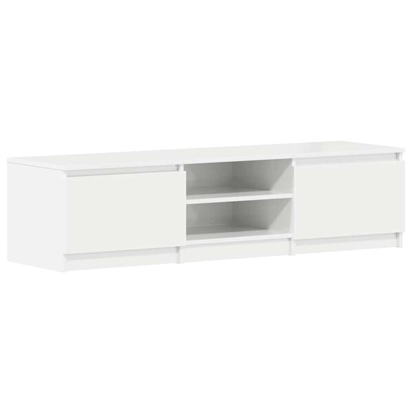 vidaXL Meuble TV blanc brillant 140x40x35 5 cm bois d'ingénierie