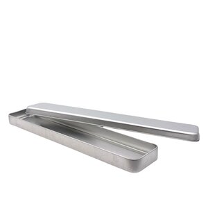 Boîte étui allongée en fer blanc  finition vernie  29 x 6 x 2 cm