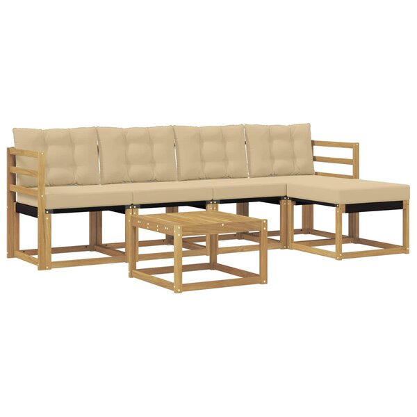 vidaXL Ensemble de canapés d'extérieur 6 pc Blanc et Beige