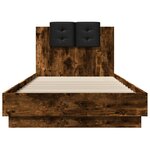 vidaXL Cadre de lit tête de lit et lumières LED chêne fumé 90x200 cm