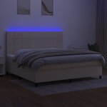 vidaXL Sommier à lattes de lit et matelas et LED Crème 200x200cm Tissu