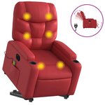 vidaXL Fauteuil inclinable de massage électrique rouge similicuir
