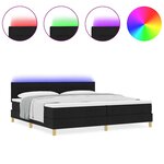 vidaXL Lit avec sommier et matelas & LED noir 200x200 cm en tissu