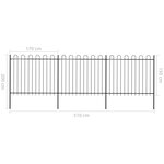 vidaXL Clôture de jardin avec dessus en cerceau Acier 5 1 x 1 5 m Noir