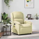 vidaXL Fauteuil de massage inclinable crème cuir véritable