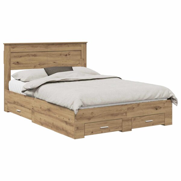 vidaXL Cadre de lit avec tiroir avec tête de lit Bois d'ingénierie