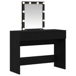 Table de maquillage vidaXL avec miroir et lumières LED en chêne noir en bois d'ingénierie