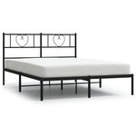 vidaXL Cadre de lit métal avec tête de lit noir 150x200 cm