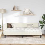 vidaXL Cadre de lit d'angle avec matelas Autre 2 Pièces Crème Velours