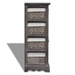 vidaXL Étagère de rangement Bois Marron 4 paniers en tissage