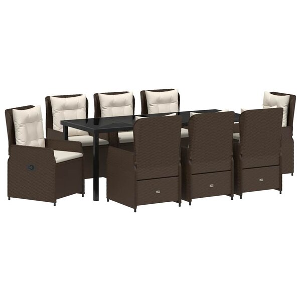vidaXL Ensemble de salle à manger pour jardin 9 Pièces Marron polyrotin