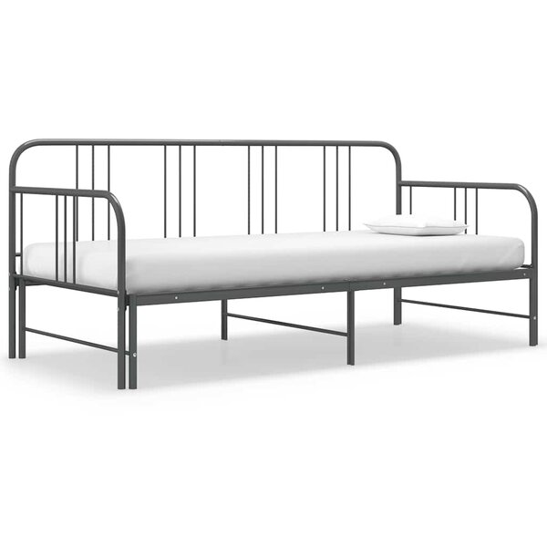 vidaXL Cadre de canapé-lit extensible sans matelas gris métal 90x200cm