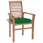 vidaXL Chaises à dîner 2 Pièces avec coussins vert Bois de teck solide