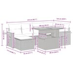 vidaXL Salon de jardin avec coussins 7 Pièces beige résine tressée acacia