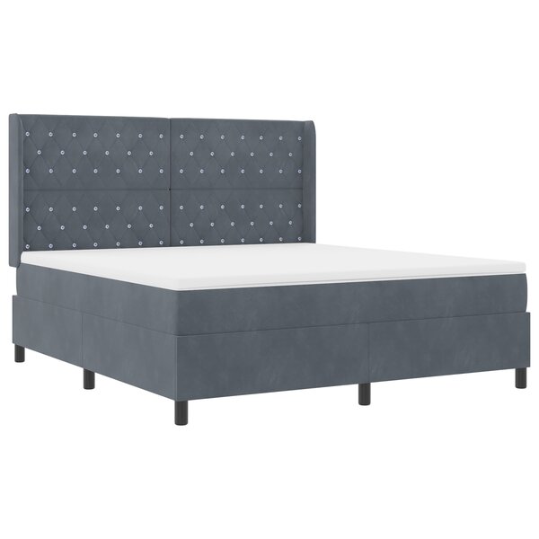 Lit de box spring vidaXL avec matelas gris foncé 180x200 cm en velours