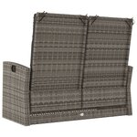 vidaXL Banc de jardin inclinable et coussins gris 118cm résine tressée