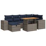 vidaXL Salon de jardin avec coussins 7Pièces marron résine tressée acacia