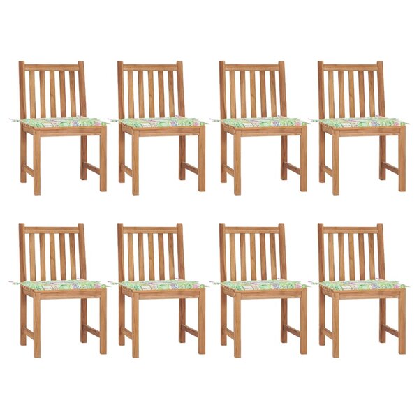 vidaXL Chaises de jardin 8 Pièces avec coussins Bois de teck massif
