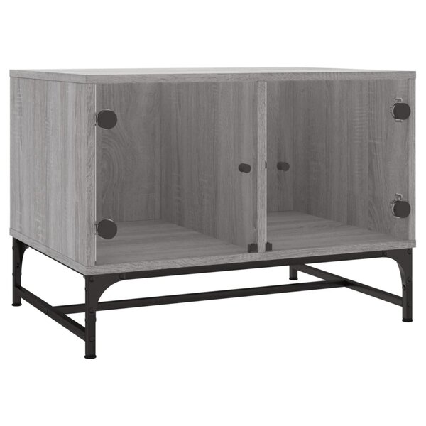 vidaXL Table basse avec portes en verre sonoma gris 68 5x50x50 cm