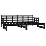 vidaXL Lit coulissant Noir Bois de pin solide 2x(80x200) cm