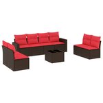 vidaXL Salon de jardin avec coussins 9 Pièces marron résine tressée