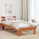 vidaXL Cadre de lit avec tête de lit Marron Ciré 100x200 cm Bois massif Pin