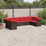 vidaXL Salon de jardin 10 Pièces avec coussins marron résine tressée