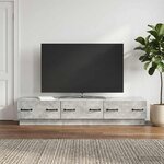 vidaXL Meuble TV Gris béton 147 x 34 5 x 27 cm Bois d'ingénierie