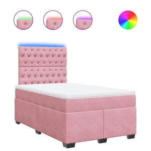 vidaXL Sommier à lattes de lit avec matelas Rose 120x200 cm Velours