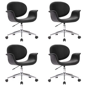 vidaXL Chaises pivotantes à manger lot de 4 noir similicuir