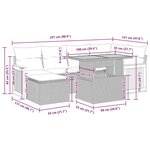 vidaXL Salon de jardin avec coussins 7Pièces marron résine tressée acacia