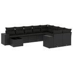 vidaXL Salon de jardin 10 Pièces avec coussins noir résine tressée