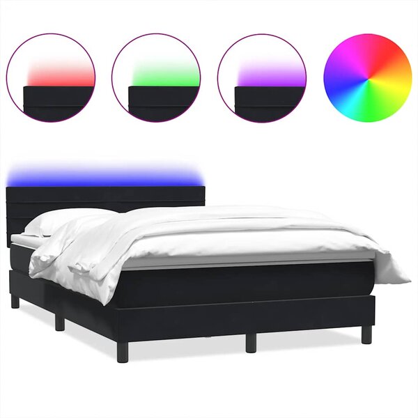 vidaXL Sommier à lattes de lit avec matelas et LED noir 140x210 cm velours