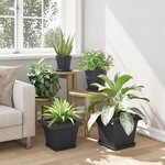 vidaXL Plateau carré à fleurs 6 Pièces Noir 21 x 21 x 2 cm Plastique